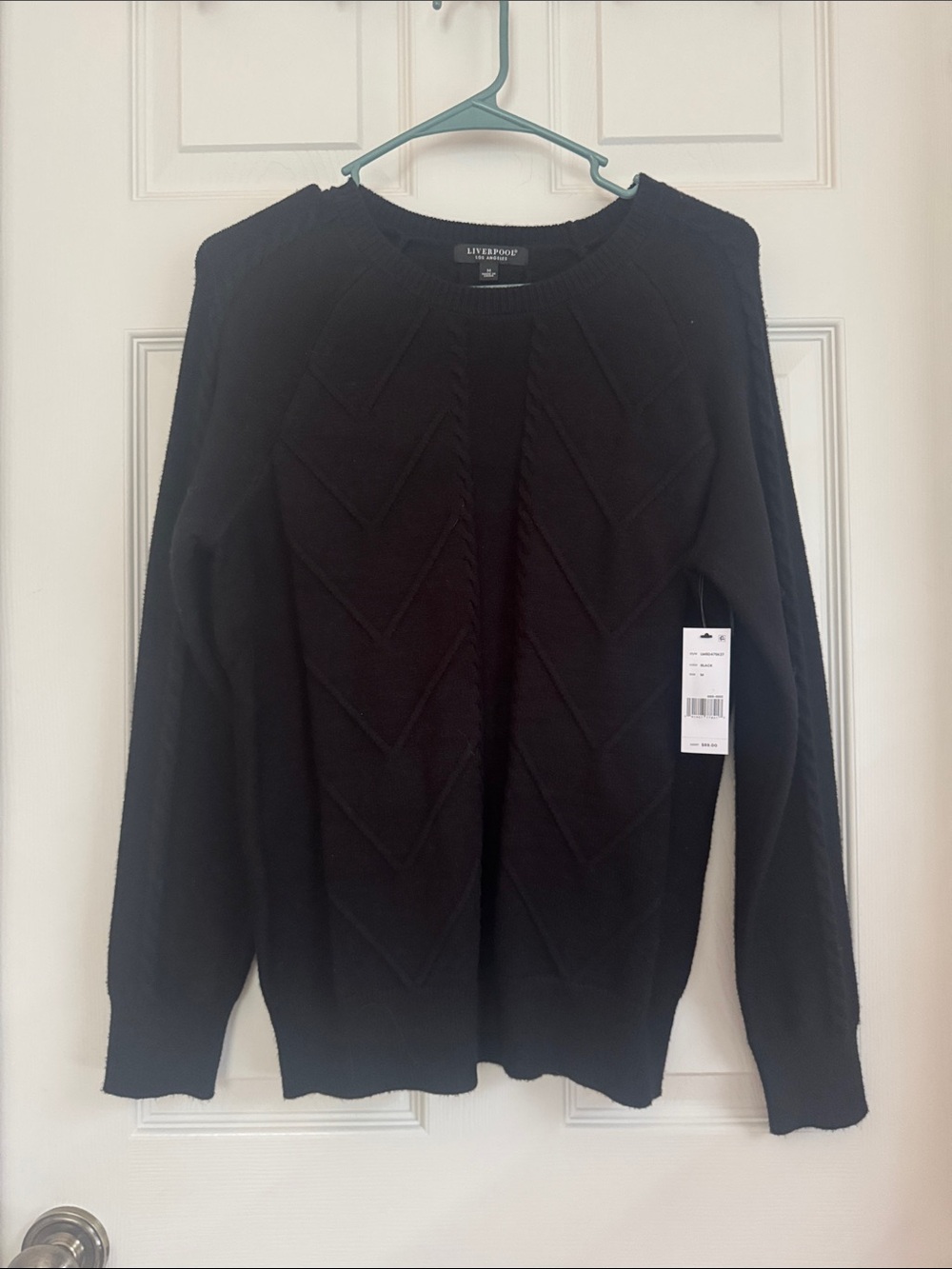 NWT Liverpool Los Angeles Womens Black Cable-Knit Sweater